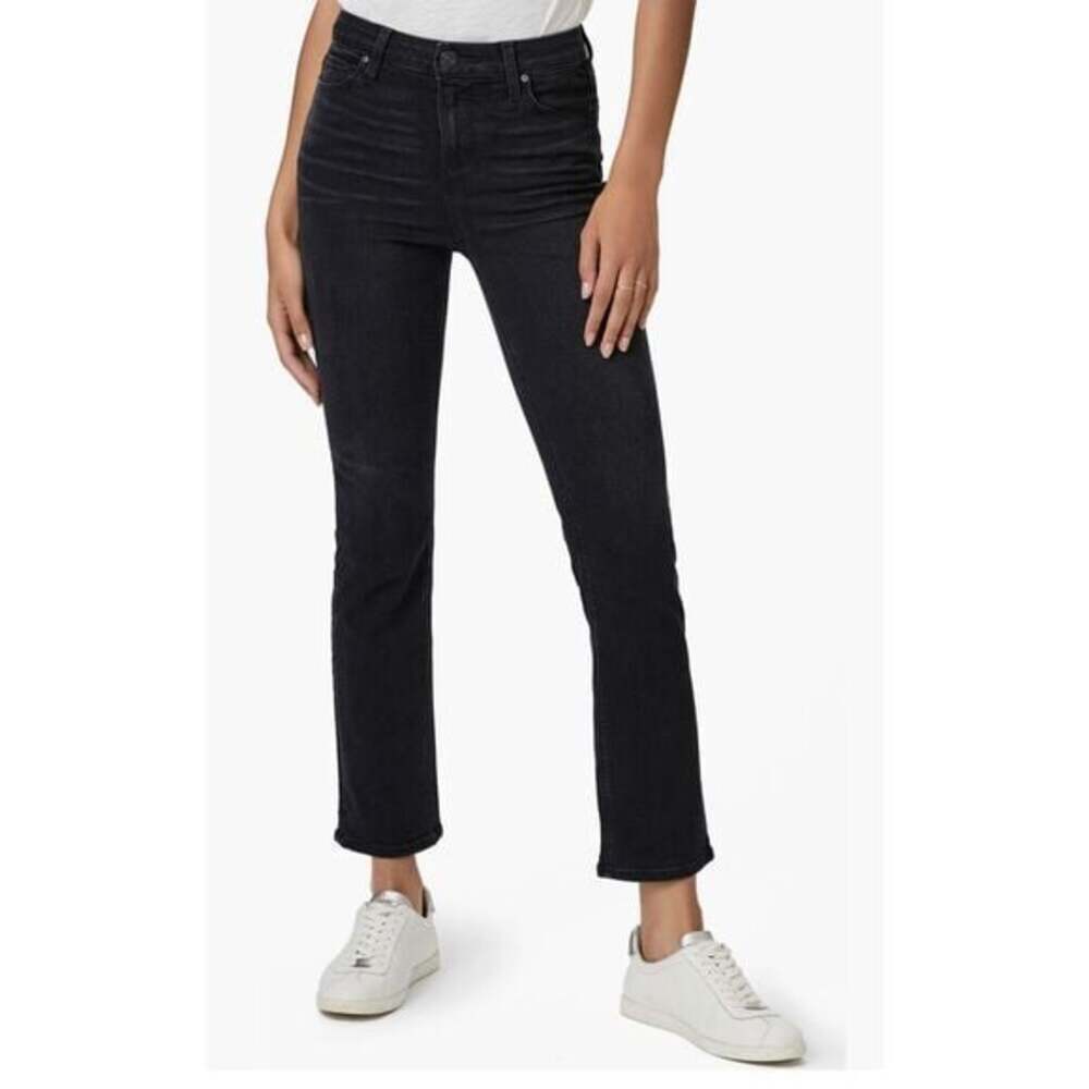 Paige denim high rise straight leg ankle jeans - size 33- Cindy- black willow NE